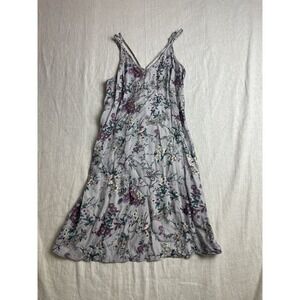 American Eagle Gray Size S Floral Boho Cottagecore Lace Up Back Mini Slip Dress